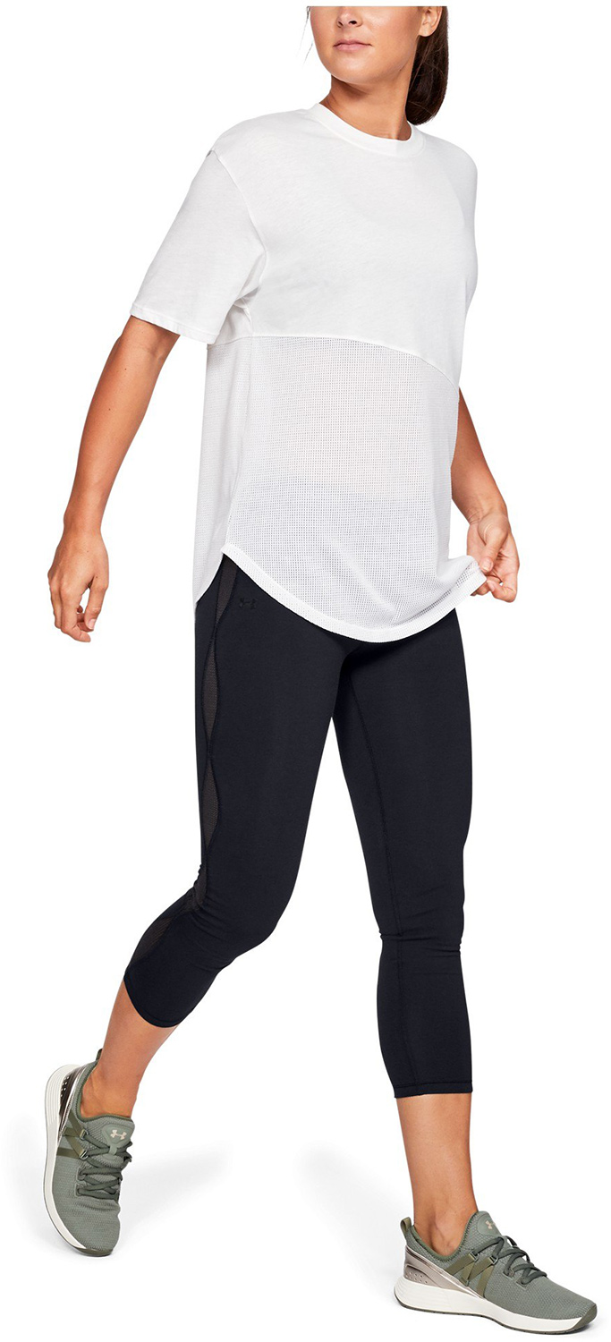 Under Armoir Favorite Mesh Crop Black Ubrania damskie