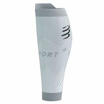 Compressport R2 Oxygen Calf Sleeves White / Nebel Grey