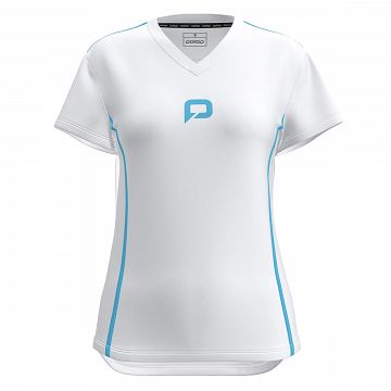 Pallap Tech Women's V-Neck T-Shirt White / Cyan Blue