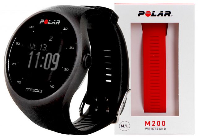 Polar M200 Czarny + Pasek Czerwony