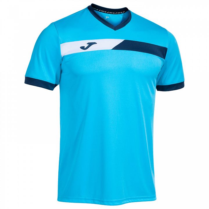 Joma Court SS Tee Fluorescent Turquoise / Navy Blue