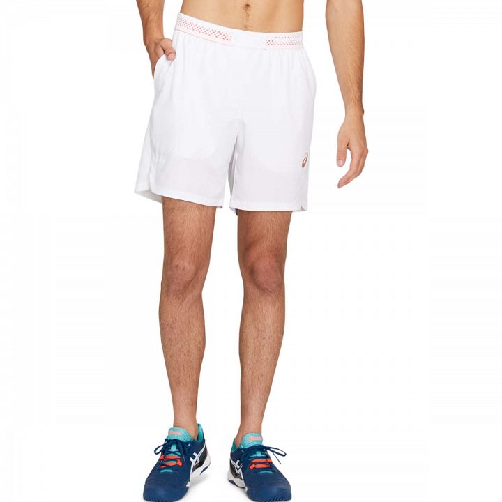 ASICS Tennis 7" Shorts Brilliant White / Sunrise Red