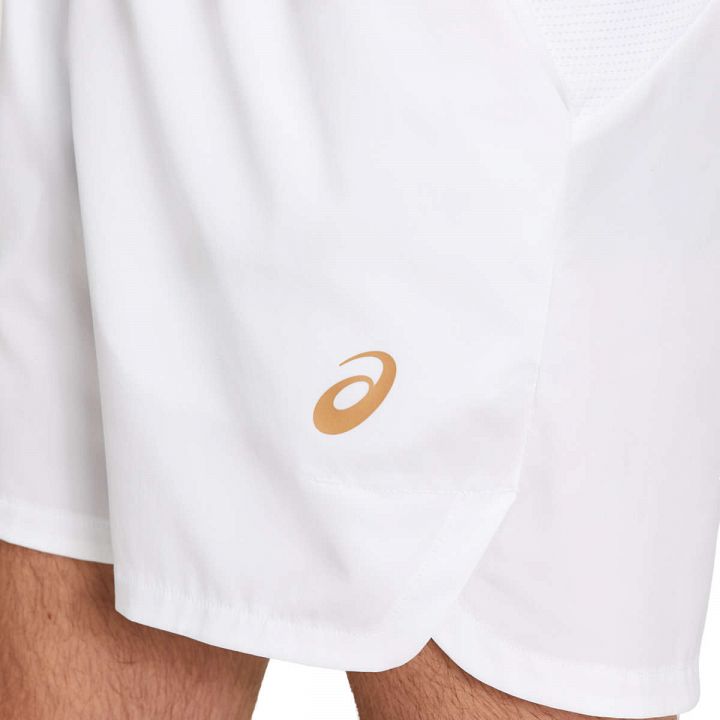 ASICS Tennis 7" Shorts Brilliant White / Sunrise Red