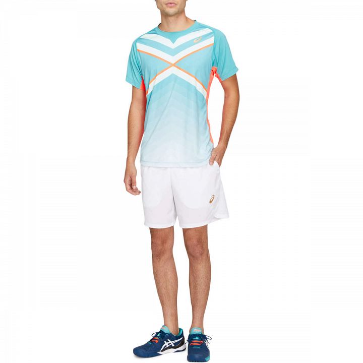 ASICS Tennis 7" Shorts Brilliant White / Sunrise Red