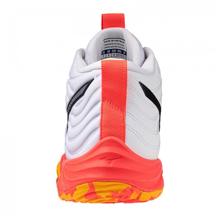 Mizuno Wave Momentum Elite Mid White / Fiery Coral / Citrus