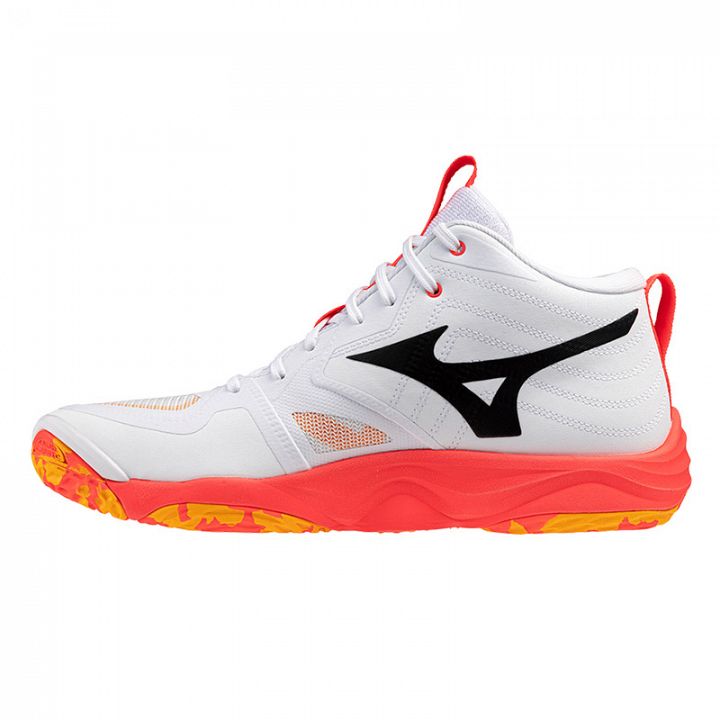 Mizuno Wave Momentum Elite Mid White / Fiery Coral / Citrus