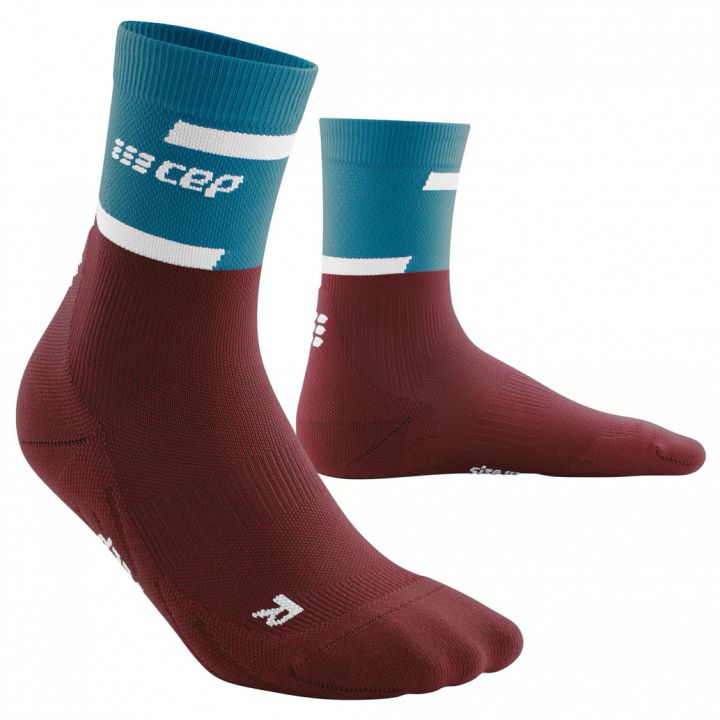 CEP Mid Cut Socks 4.0 Petrol / Dark Red