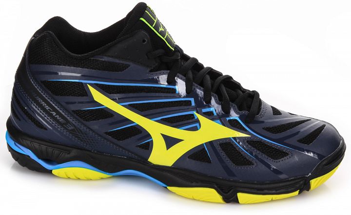 Mizuno Wave Hurricane 3 Mid Blue Yellow